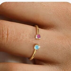 Chic Nation Elegant Gold Ring with Pink and Blue Gems